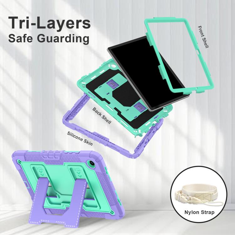 For Samsung Galaxy Tab A11+ Big Holder Silicone Hydric PC Tablet Case with Shoulder Strap