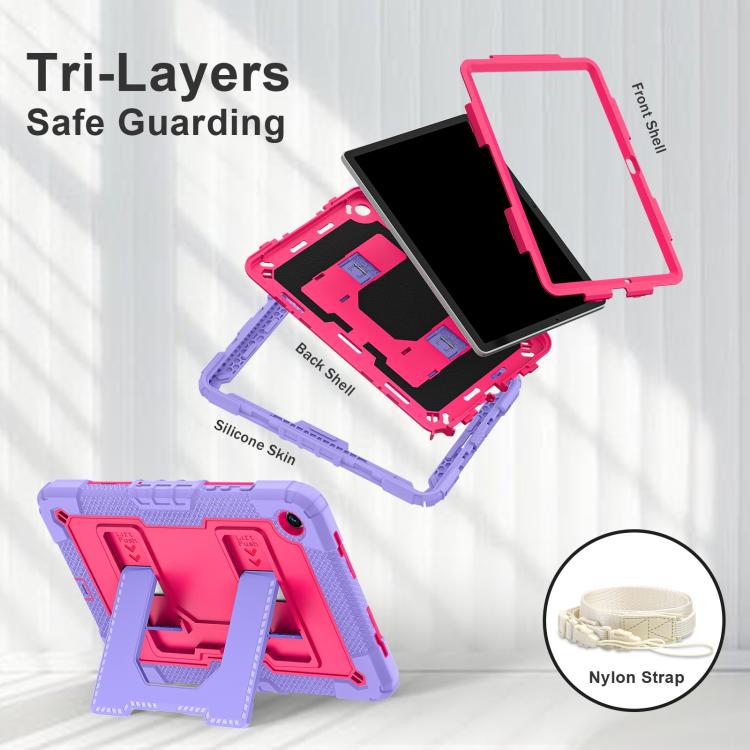 For Samsung Galaxy Tab A11+ Big Holder Silicone Hydric PC Tablet Case with Shoulder Strap