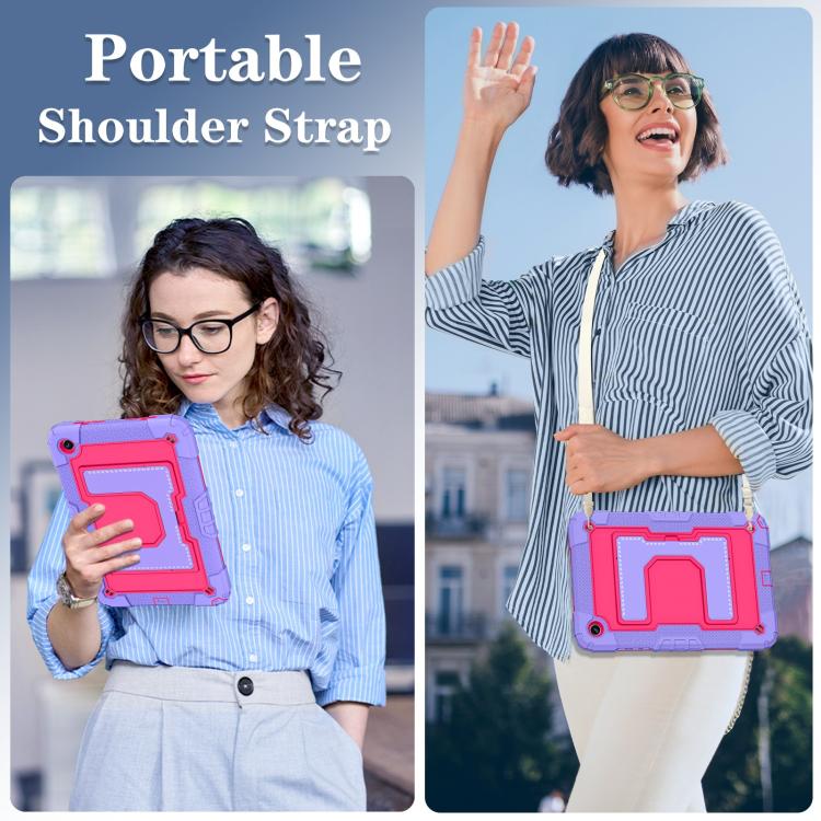 For Samsung Galaxy Tab A11+ Big Holder Silicone Hydric PC Tablet Case with Shoulder Strap