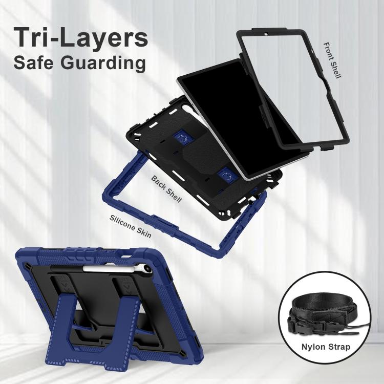 For Samsung Galaxy Tab S10 Lite / S10 FE Big Holder Silicone Hydric PC Tablet Case with Shoulder Strap