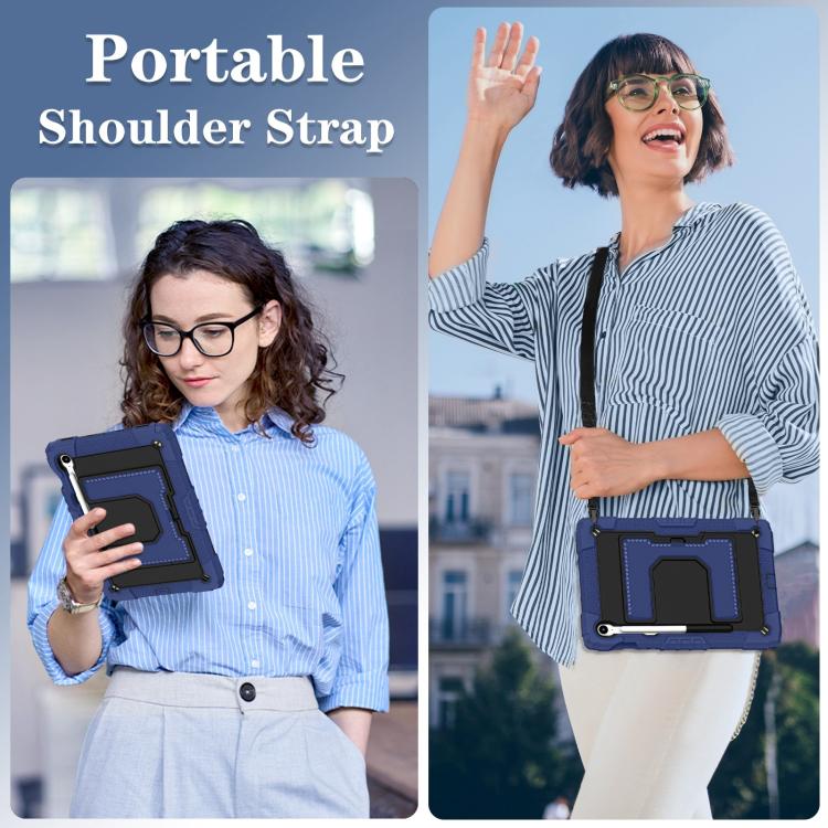 For Samsung Galaxy Tab S10 Lite / S10 FE Big Holder Silicone Hydric PC Tablet Case with Shoulder Strap