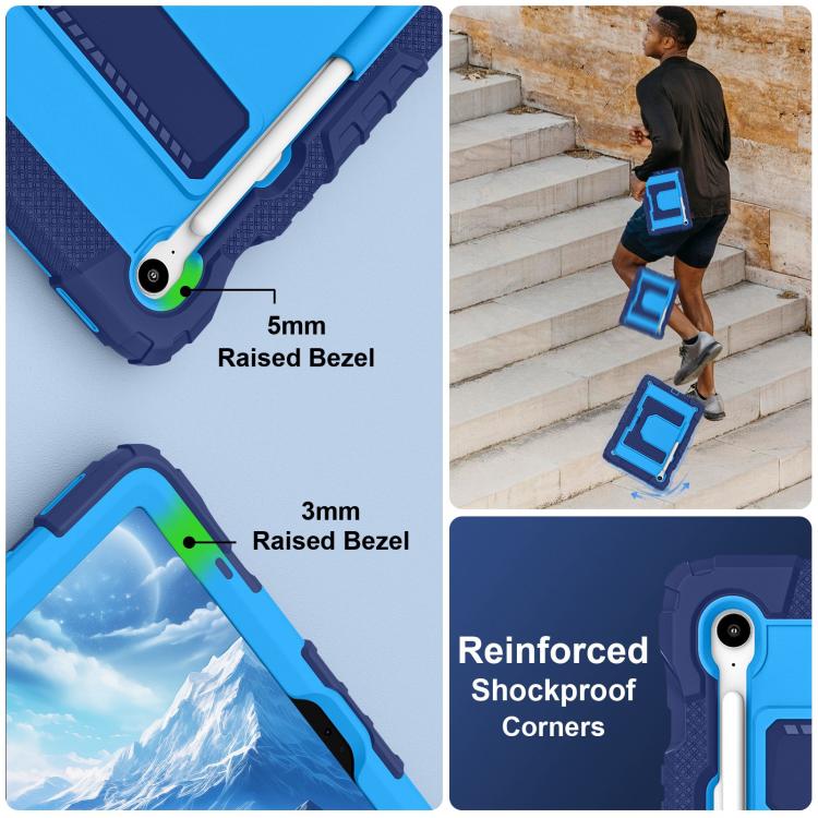 For Samsung Galaxy Tab S10 Lite / S10 FE Big Holder Silicone Hydric PC Tablet Case with Shoulder Strap