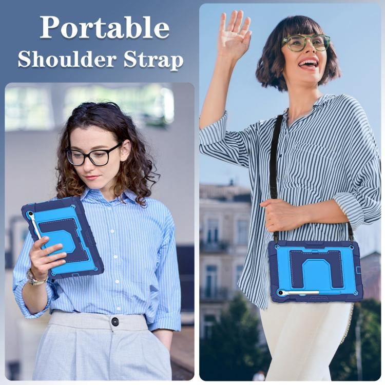 For Samsung Galaxy Tab S10 Lite / S10 FE Big Holder Silicone Hydric PC Tablet Case with Shoulder Strap