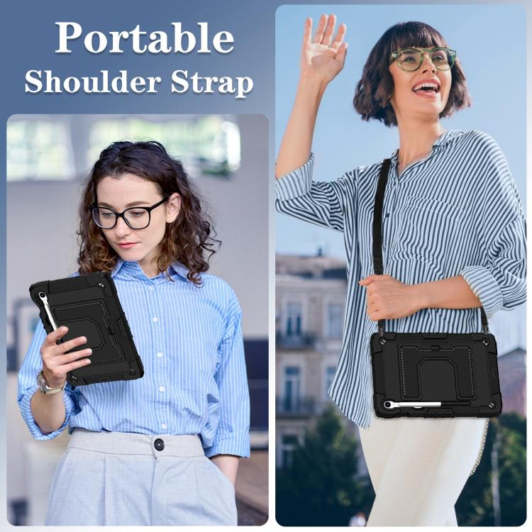For Samsung Galaxy Tab S10 Lite / S10 FE Big Holder Silicone Hydric PC Tablet Case with Shoulder Strap