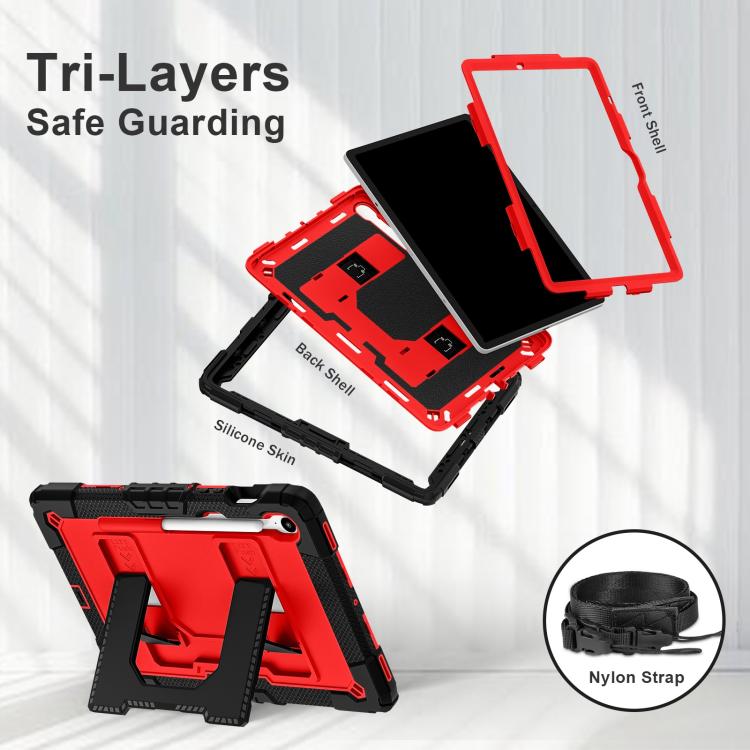 For Samsung Galaxy Tab S10 Lite / S10 FE Big Holder Silicone Hydric PC Tablet Case with Shoulder Strap