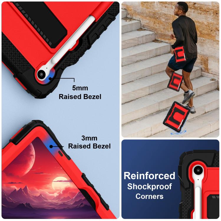 For Samsung Galaxy Tab S10 Lite / S10 FE Big Holder Silicone Hydric PC Tablet Case with Shoulder Strap