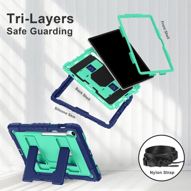 For Samsung Galaxy Tab S10 Lite / S10 FE Big Holder Silicone Hydric PC Tablet Case with Shoulder Strap