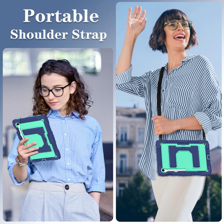 For Samsung Galaxy Tab S10 Lite / S10 FE Big Holder Silicone Hydric PC Tablet Case with Shoulder Strap