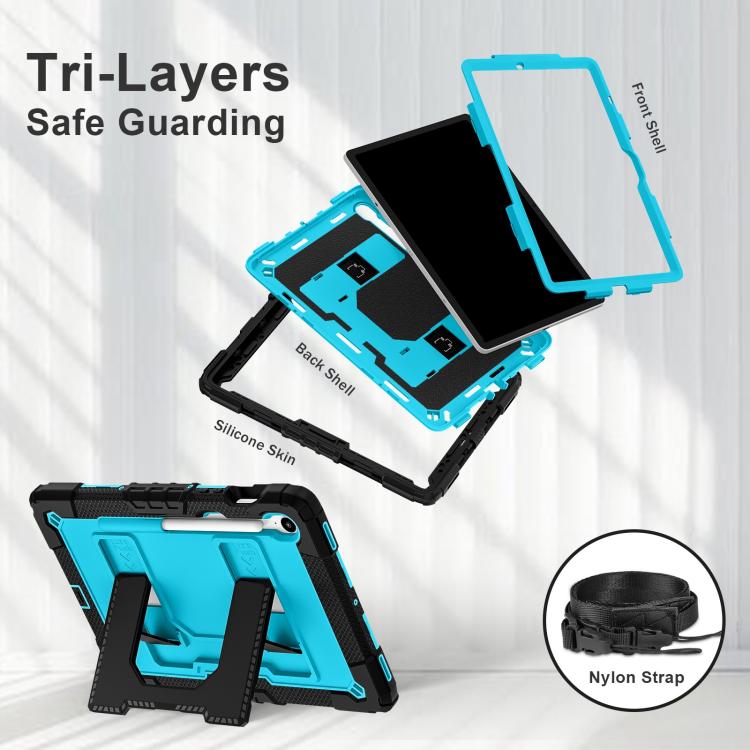 For Samsung Galaxy Tab S10 Lite / S10 FE Big Holder Silicone Hydric PC Tablet Case with Shoulder Strap