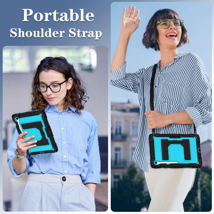 For Samsung Galaxy Tab S10 Lite / S10 FE Big Holder Silicone Hydric PC Tablet Case with Shoulder Strap