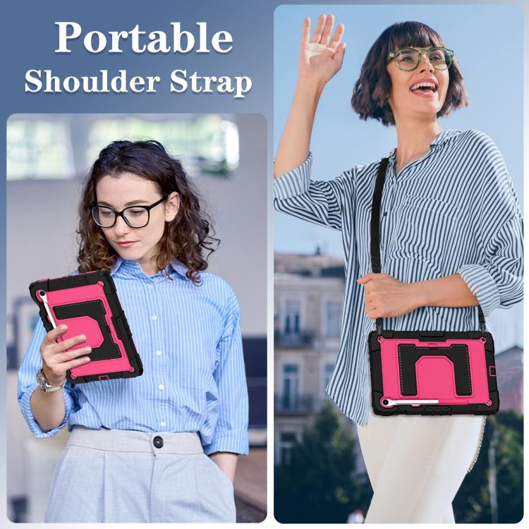 For Samsung Galaxy Tab S10 Lite / S10 FE Big Holder Silicone Hydric PC Tablet Case with Shoulder Strap