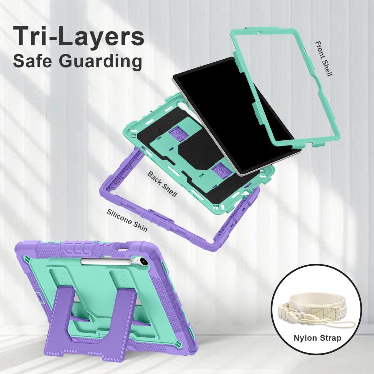 For Samsung Galaxy Tab S10 Lite / S10 FE Big Holder Silicone Hydric PC Tablet Case with Shoulder Strap