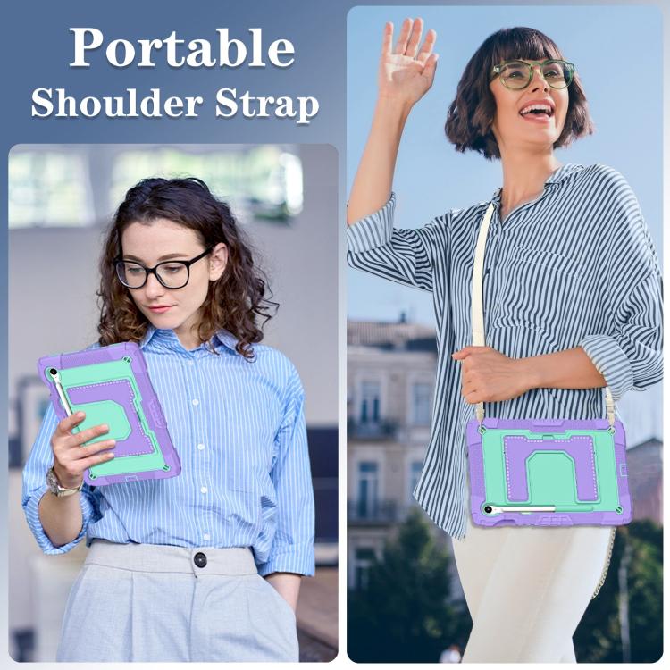 For Samsung Galaxy Tab S10 Lite / S10 FE Big Holder Silicone Hydric PC Tablet Case with Shoulder Strap