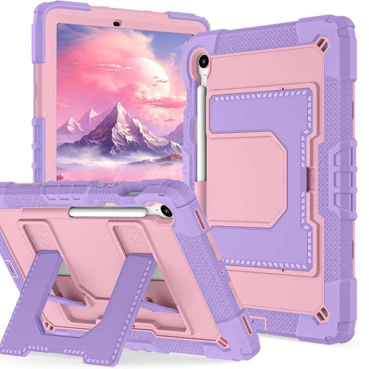 For Samsung Galaxy Tab S10 Lite / S10 FE Big Holder Silicone Hydric PC Tablet Case with Shoulder Strap