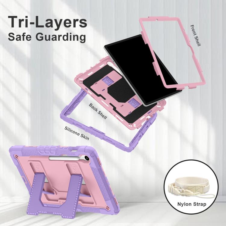 For Samsung Galaxy Tab S10 Lite / S10 FE Big Holder Silicone Hydric PC Tablet Case with Shoulder Strap
