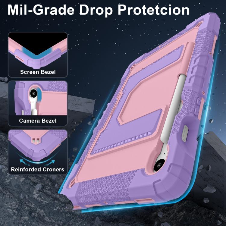 For Samsung Galaxy Tab S10 Lite / S10 FE Big Holder Silicone Hydric PC Tablet Case with Shoulder Strap