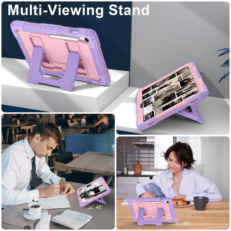 For Samsung Galaxy Tab S10 Lite / S10 FE Big Holder Silicone Hydric PC Tablet Case with Shoulder Strap