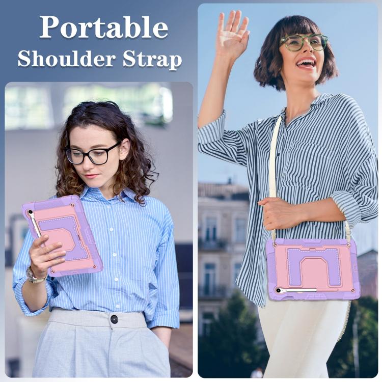 For Samsung Galaxy Tab S10 Lite / S10 FE Big Holder Silicone Hydric PC Tablet Case with Shoulder Strap
