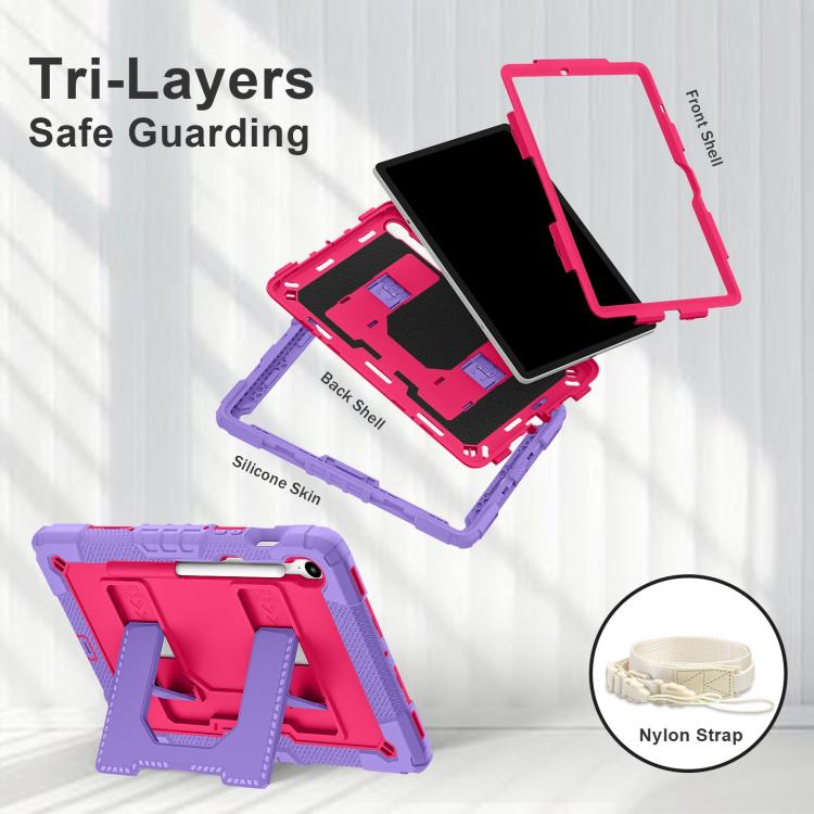 For Samsung Galaxy Tab S10 Lite / S10 FE Big Holder Silicone Hydric PC Tablet Case with Shoulder Strap