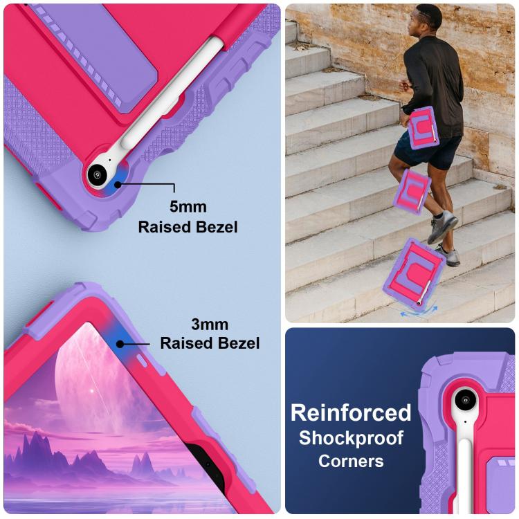 For Samsung Galaxy Tab S10 Lite / S10 FE Big Holder Silicone Hydric PC Tablet Case with Shoulder Strap