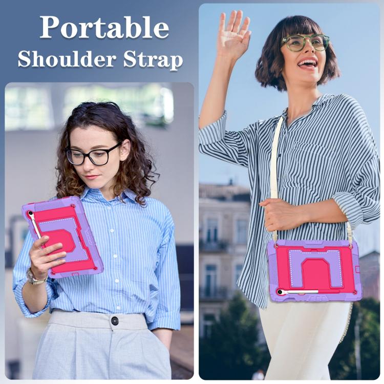 For Samsung Galaxy Tab S10 Lite / S10 FE Big Holder Silicone Hydric PC Tablet Case with Shoulder Strap