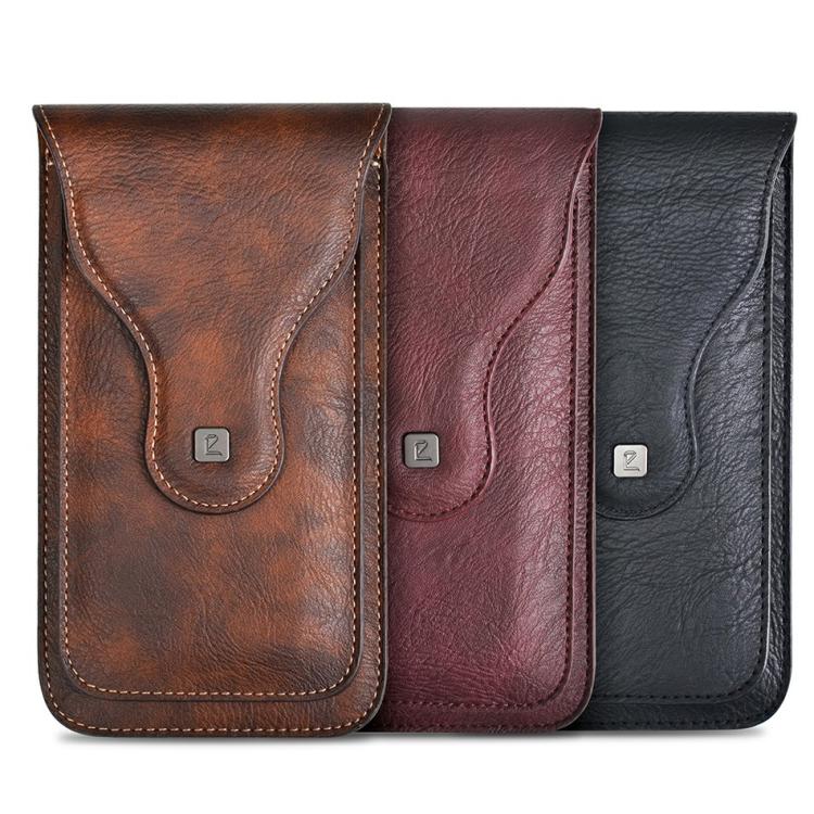 VIETAO Dual-Layer Pockets Crazy Horse Waist-Hanging Phone Bag