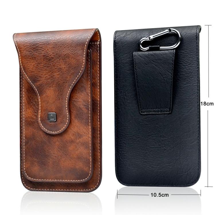 VIETAO Dual-Layer Pockets Crazy Horse Waist-Hanging Phone Bag