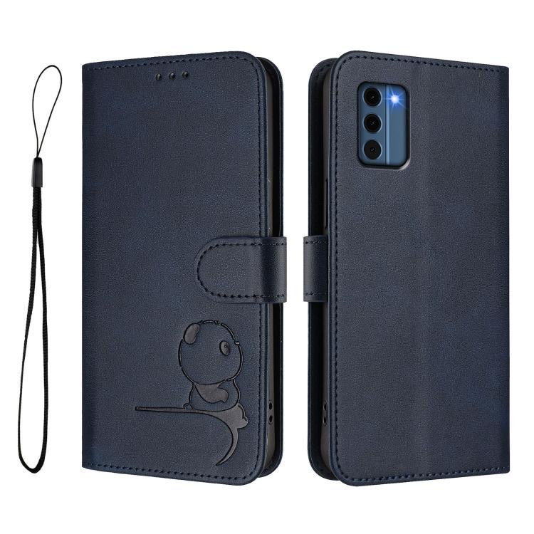 For Nokia C300 Litter Panda Embossing RFID Leather Phone Case with Lanyard