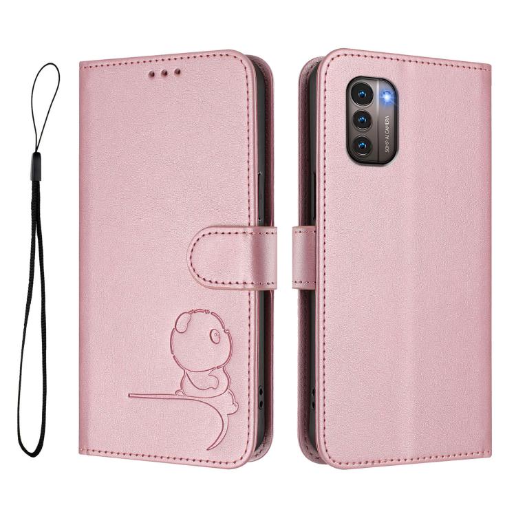 For Nokia G11 / G21 4G Litter Panda Embossing RFID Leather Phone Case with Lanyard