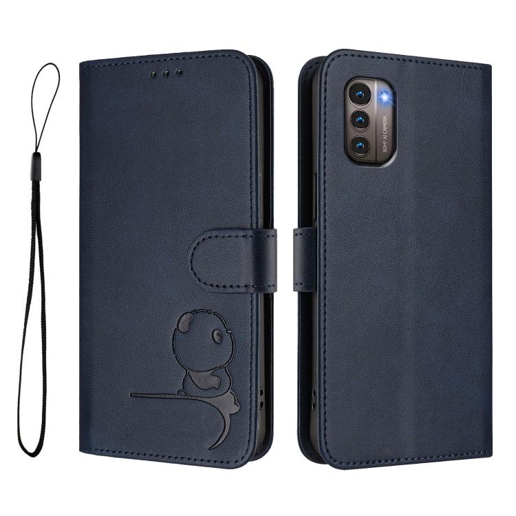 For Nokia G11 / G21 4G Litter Panda Embossing RFID Leather Phone Case with Lanyard