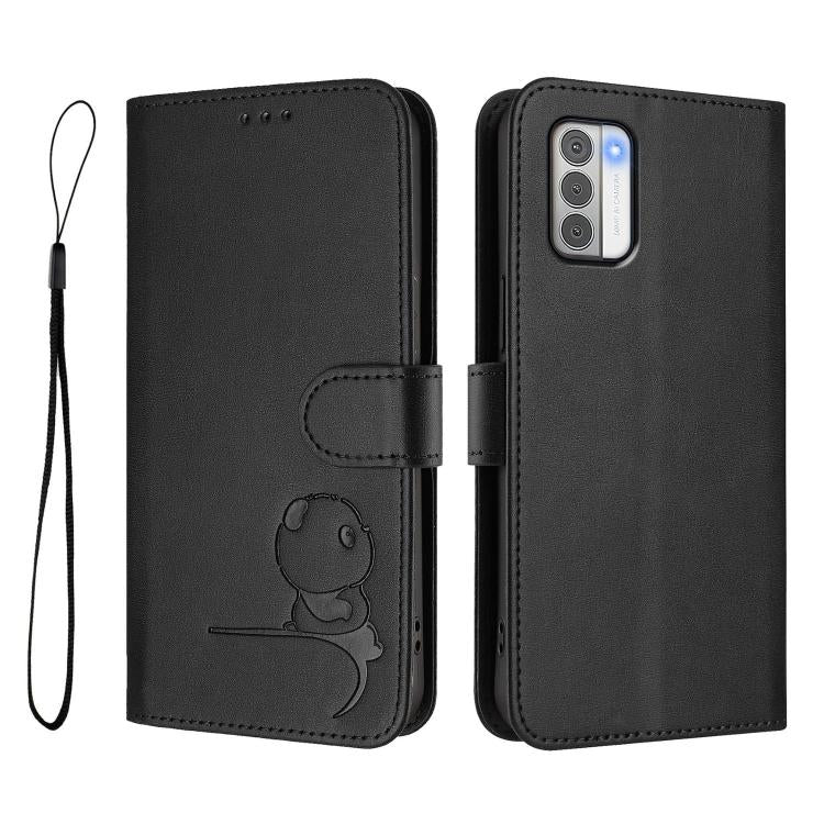 For Nokia G42 / G310 Litter Panda Embossing RFID Leather Phone Case with Lanyard