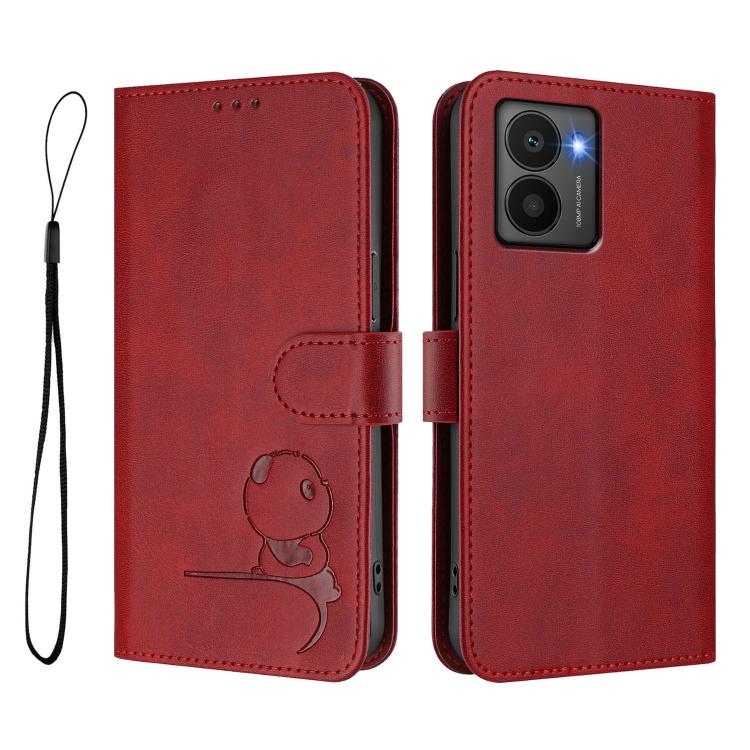 For HMD Fuison Litter Panda Embossing RFID Leather Phone Case with Lanyard