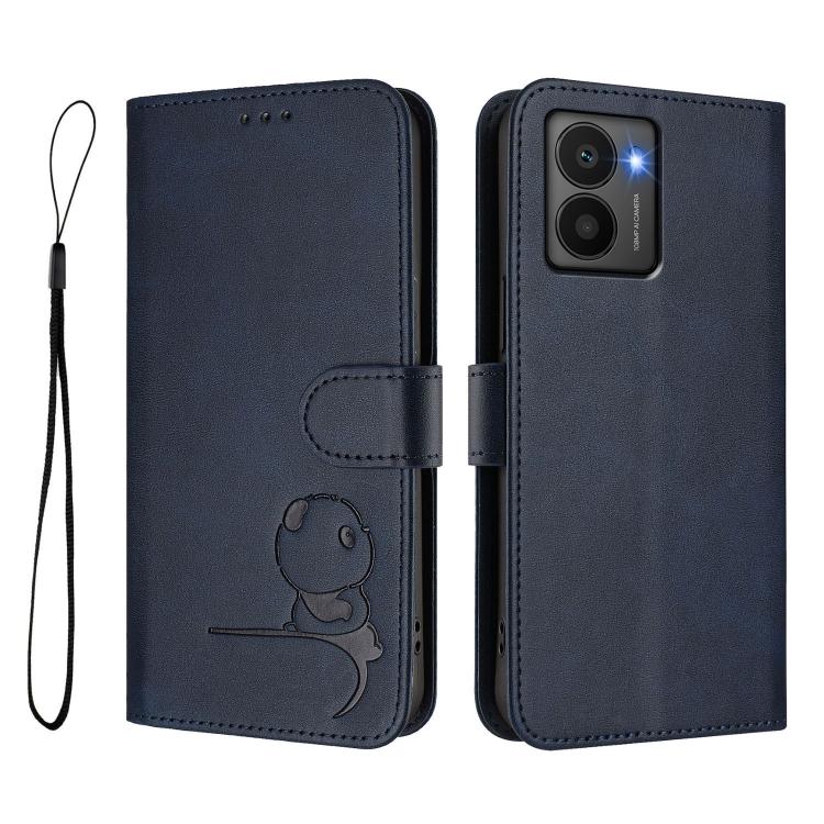 For HMD Fuison Litter Panda Embossing RFID Leather Phone Case with Lanyard
