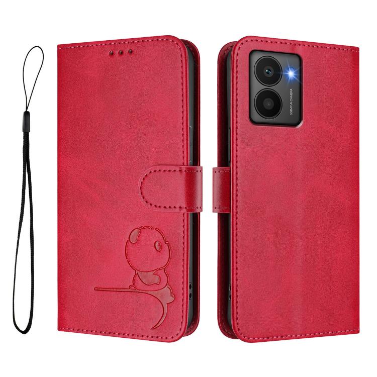 For HMD Fuison Litter Panda Embossing RFID Leather Phone Case with Lanyard