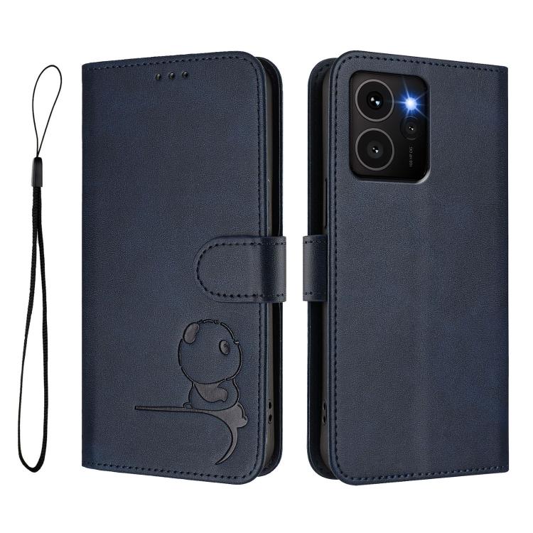 For HMD Skyline Litter Panda Embossing RFID Leather Phone Case with Lanyard