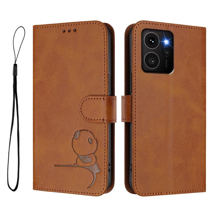For HMD Skyline Litter Panda Embossing RFID Leather Phone Case with Lanyard