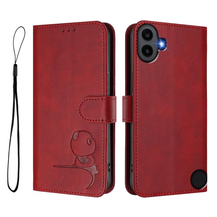 For Nothing CMF Phone 1 Litter Panda Embossing RFID Leather Phone Case with Lanyard