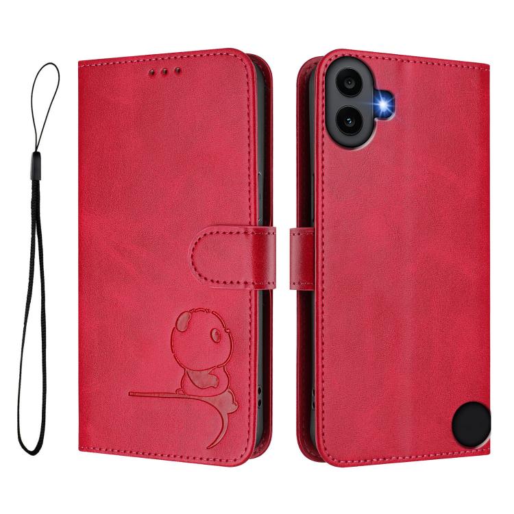 For Nothing CMF Phone 1 Litter Panda Embossing RFID Leather Phone Case with Lanyard