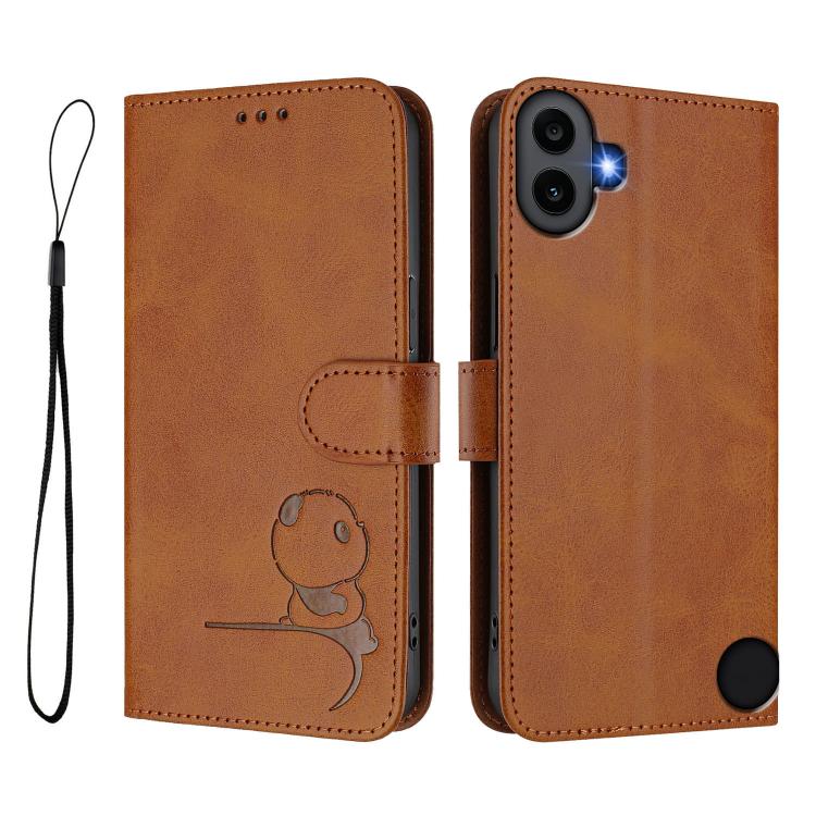 For Nothing CMF Phone 1 Litter Panda Embossing RFID Leather Phone Case with Lanyard