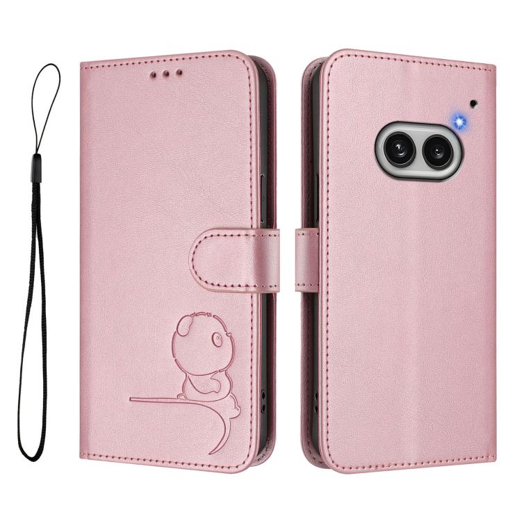 For Nothing Phone 2a Litter Panda Embossing RFID Leather Phone Case with Lanyard