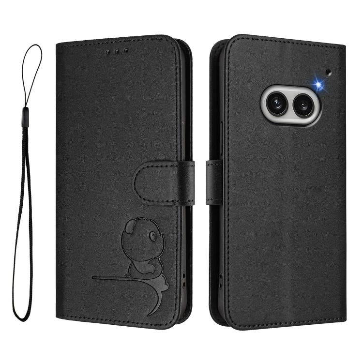 For Nothing Phone 2a Litter Panda Embossing RFID Leather Phone Case with Lanyard