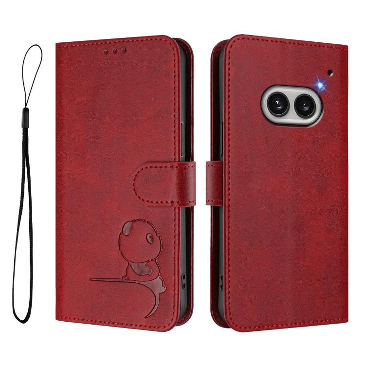 For Nothing Phone 2a Litter Panda Embossing RFID Leather Phone Case with Lanyard