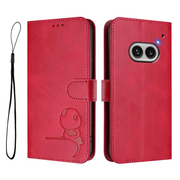 For Nothing Phone 2a Litter Panda Embossing RFID Leather Phone Case with Lanyard