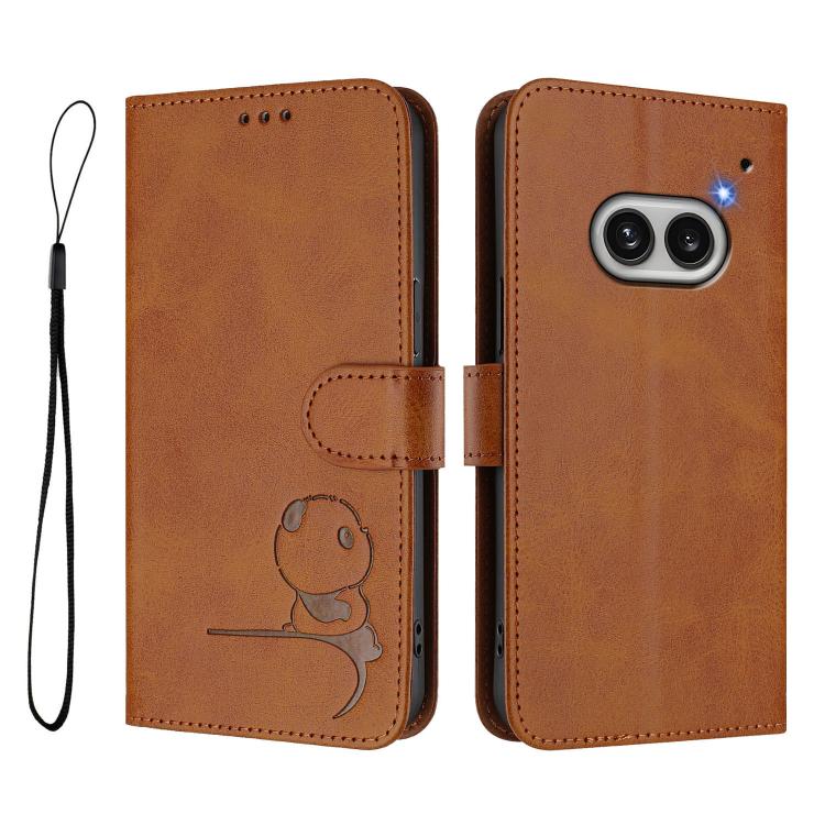 For Nothing Phone 2a Litter Panda Embossing RFID Leather Phone Case with Lanyard