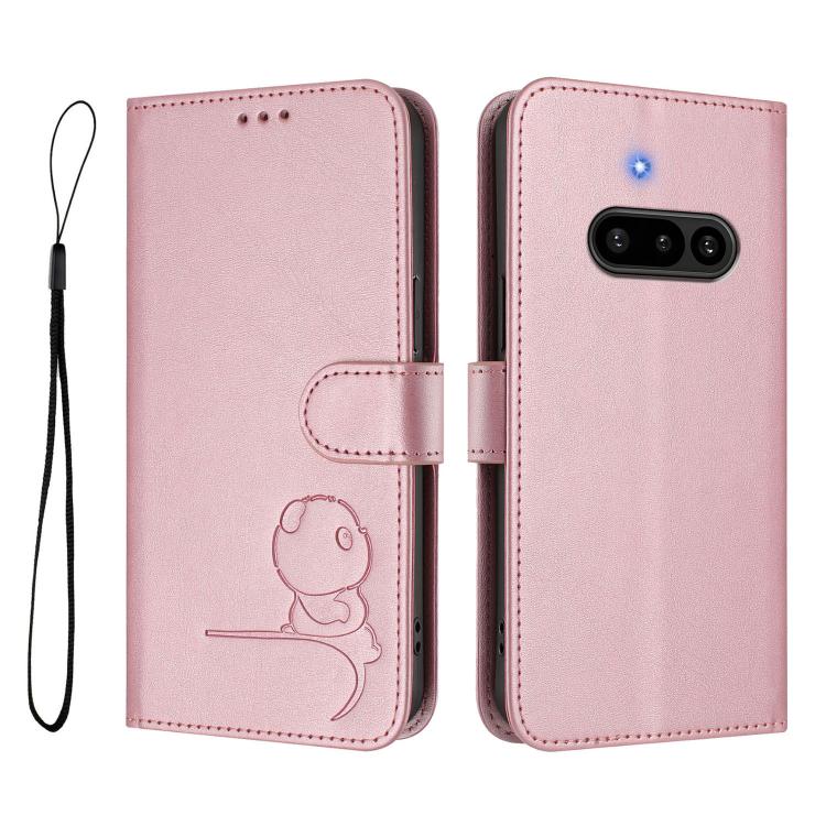 For Nothing Phone 3a Litter Panda Embossing RFID Leather Phone Case with Lanyard