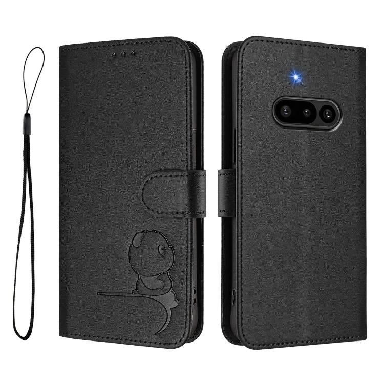 For Nothing Phone 3a Litter Panda Embossing RFID Leather Phone Case with Lanyard