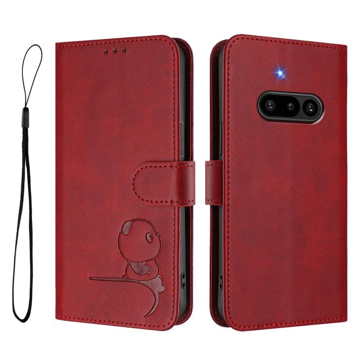 For Nothing Phone 3a Litter Panda Embossing RFID Leather Phone Case with Lanyard