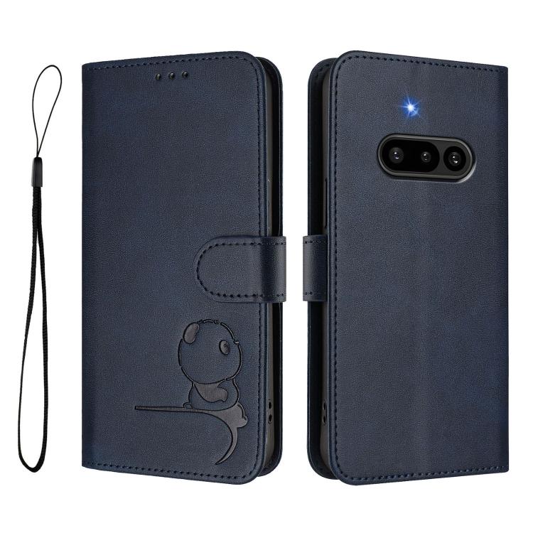 For Nothing Phone 3a Litter Panda Embossing RFID Leather Phone Case with Lanyard
