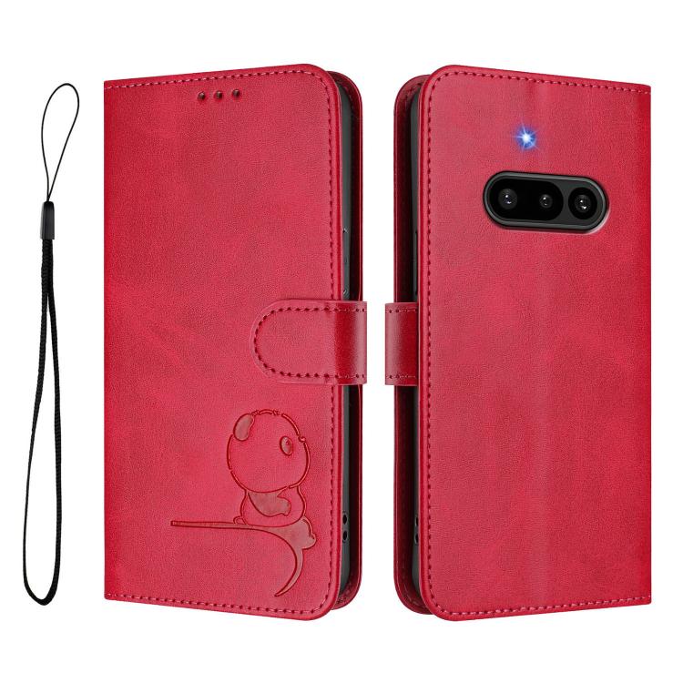 For Nothing Phone 3a Litter Panda Embossing RFID Leather Phone Case with Lanyard