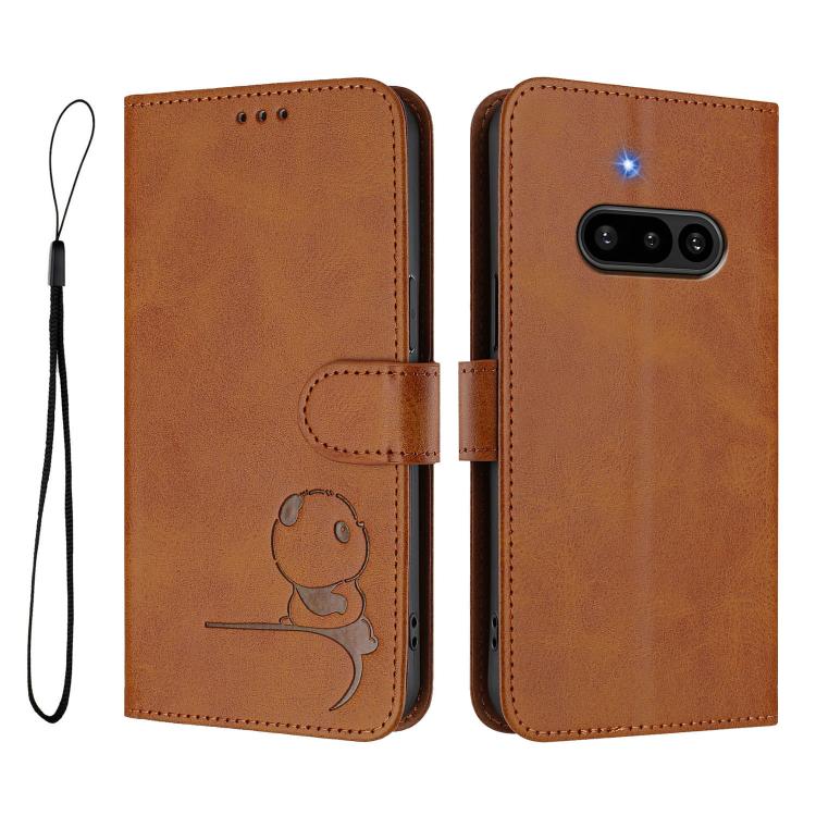 For Nothing Phone 3a Litter Panda Embossing RFID Leather Phone Case with Lanyard